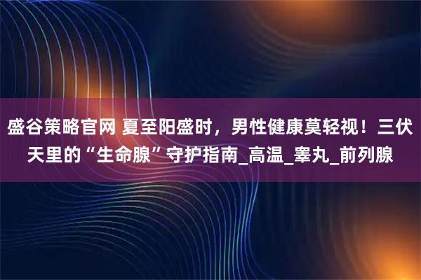 盛谷策略官网 夏至阳盛时,男性健康莫轻视!三伏天里的“生命腺”守护指南_高温_睾丸_前列腺