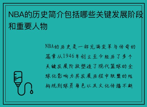 NBA的历史简介包括哪些关键发展阶段和重要人物